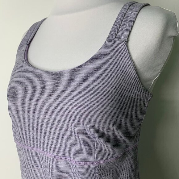 Lululemon Active Strength Tank Lilac Heathered Coal Wee Stripe / Lilac Size 8 - Picture 4 of 12